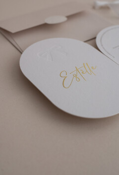 Geboortekaartje Estelle strikje letterpress 17