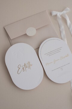 Geboortekaartje Estelle strikje letterpress 8a