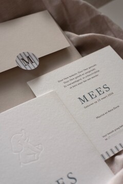 Geboortekaartje Mees letterpress olifantje 4a